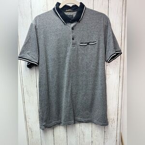 Denim & Flower Gray Polo with Black Trim size Large